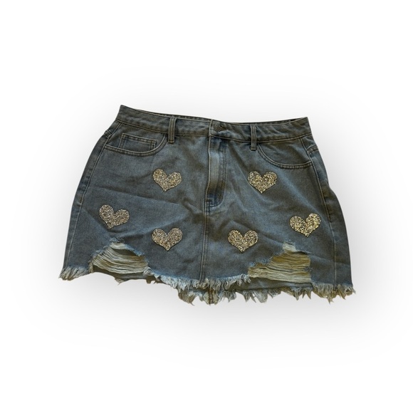 Denim silver Heart Skirt - Picture 2 of 4